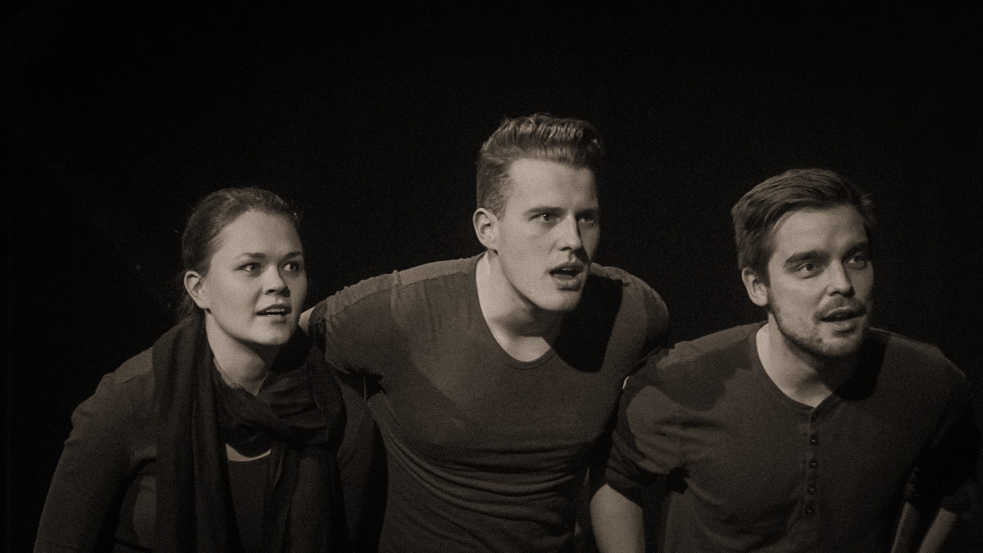 Ance Strazda, Reinis Boters, Klāvs Mellis izrādē 