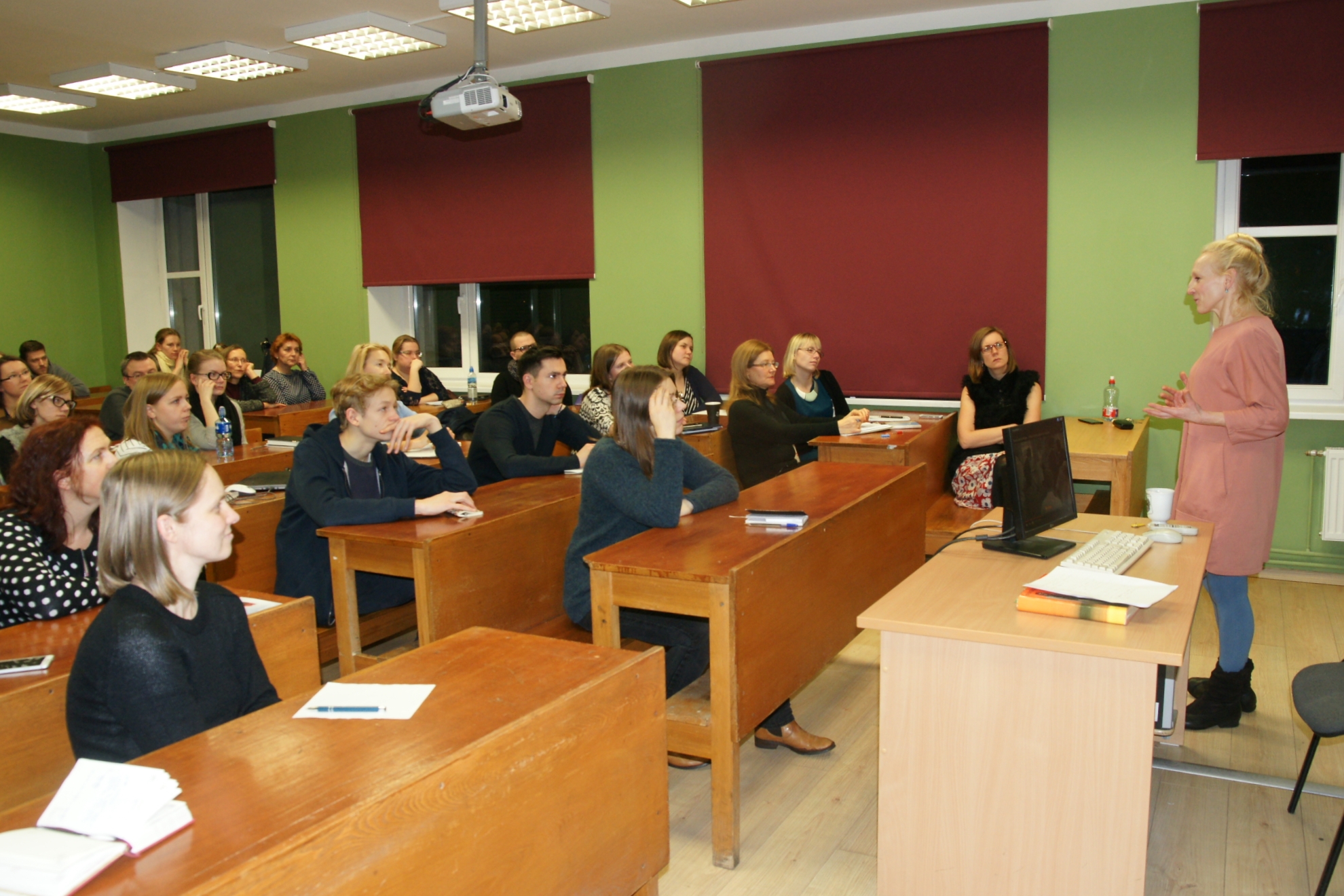 Skats no Gunas Zariņas tikšanās ar LU Humanitāro zinātņu fakultātes studentiem // Foto – Mārīte Sīle