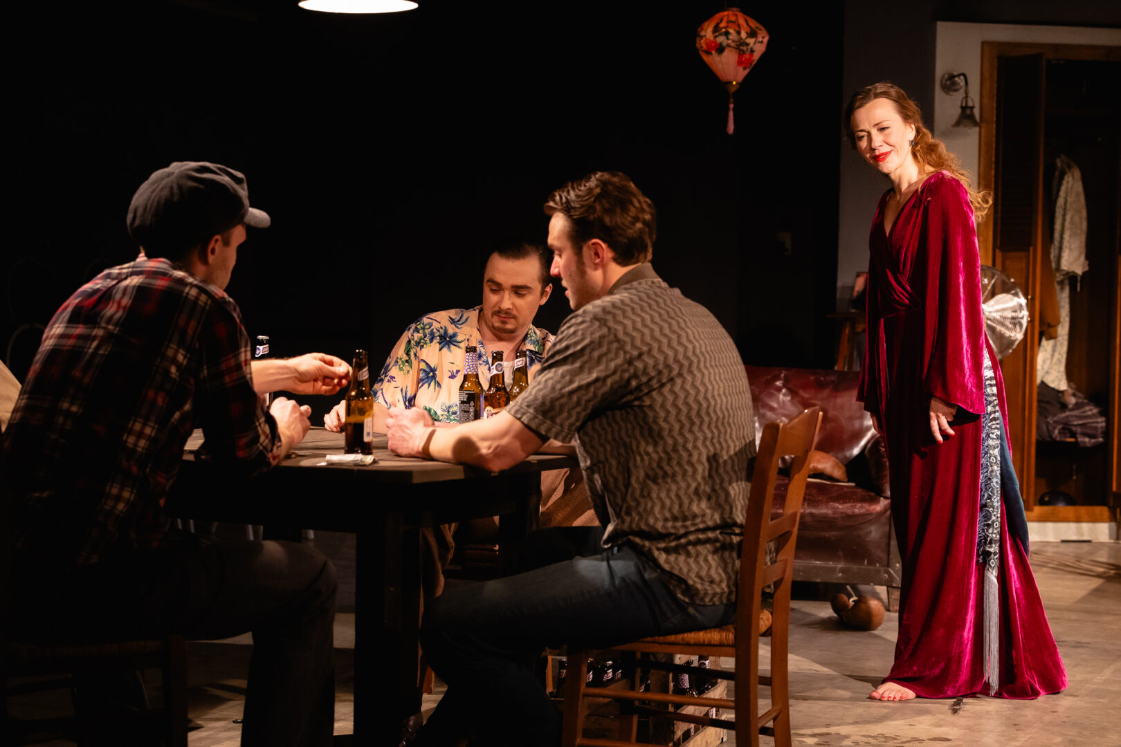 Stīvs – Kaspars Aniņš, Pablo –  Aleksandrs Tomass Matjussons, Stenlijs – Jēkabs Reinis, Blanša – Maija Doveika // Foto – Agnese Zeltiņa