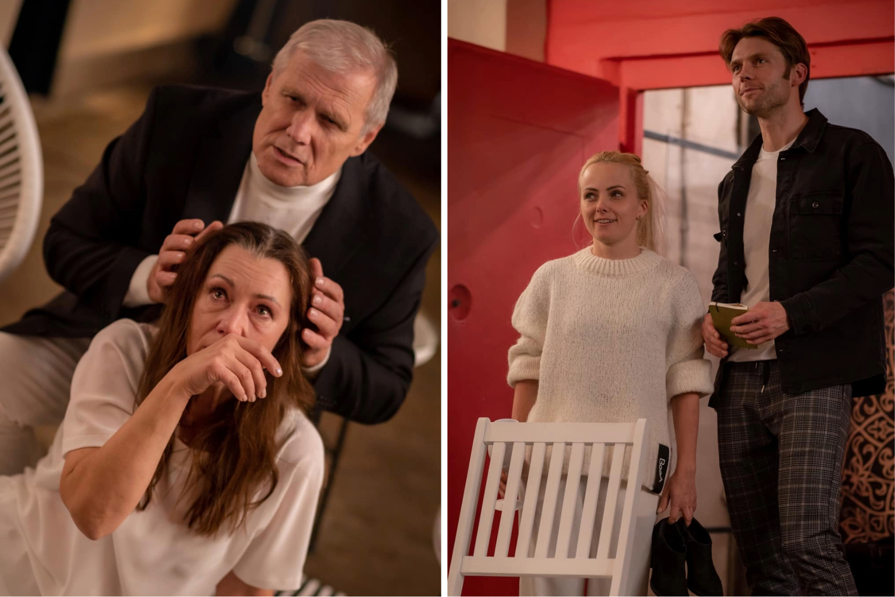 Zane Jančevska, Juris Kalniņš, Maija Arvena un Mārtiņš Upenieks izrādē 